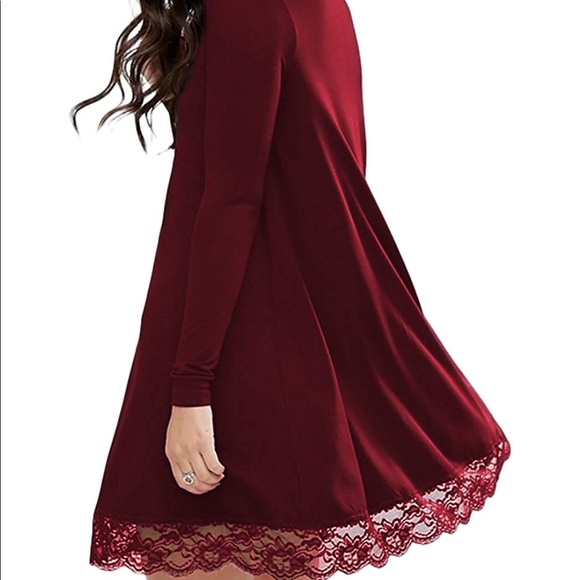 Turtleneck Long Sleeve Loose Lace Cotton Dress - Picture 3 of 7